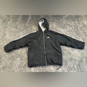 Vintage Y2K Adidas Jacket Men’s Size 2XL Reversible Puffer Hooded Black Gray